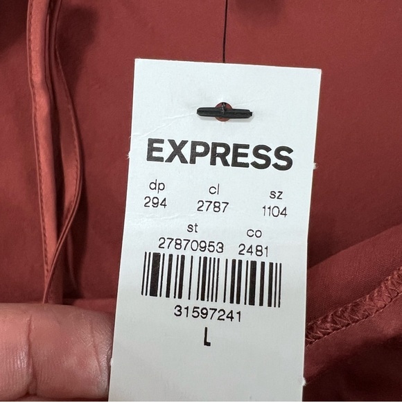 Express Dress Women Large Midi Satin Rust Dark Burnt Orange Slip Draped FF - Picture 6 of 6